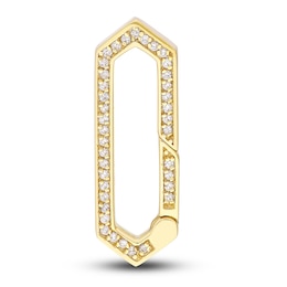 Diamond Long Hexagon Push Lock Charm 1/5 ct tw Round 14K Yellow Gold