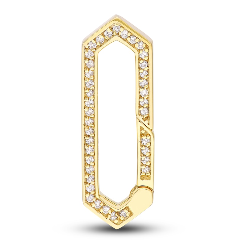 Main Image 1 of Diamond Long Hexagon Push Lock Charm 1/5 ct tw Round 14K Yellow Gold