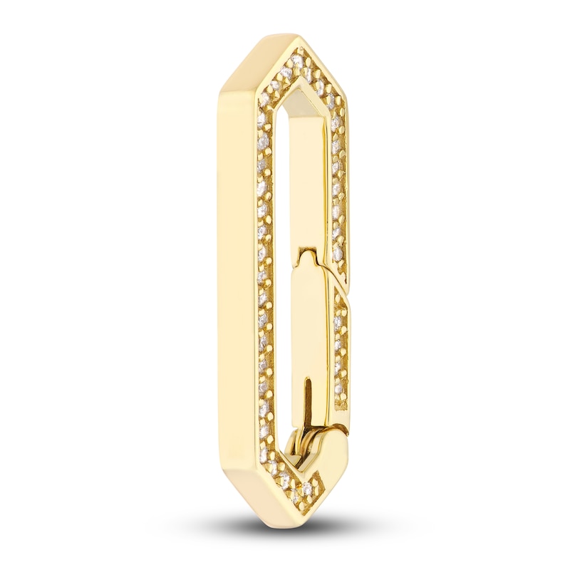 Main Image 2 of Diamond Long Hexagon Push Lock Charm 1/5 ct tw Round 14K Yellow Gold