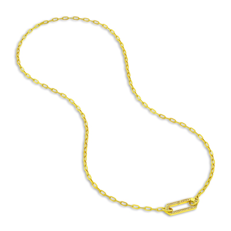 Main Image 4 of Diamond Long Hexagon Push Lock Charm 1/5 ct tw Round 14K Yellow Gold