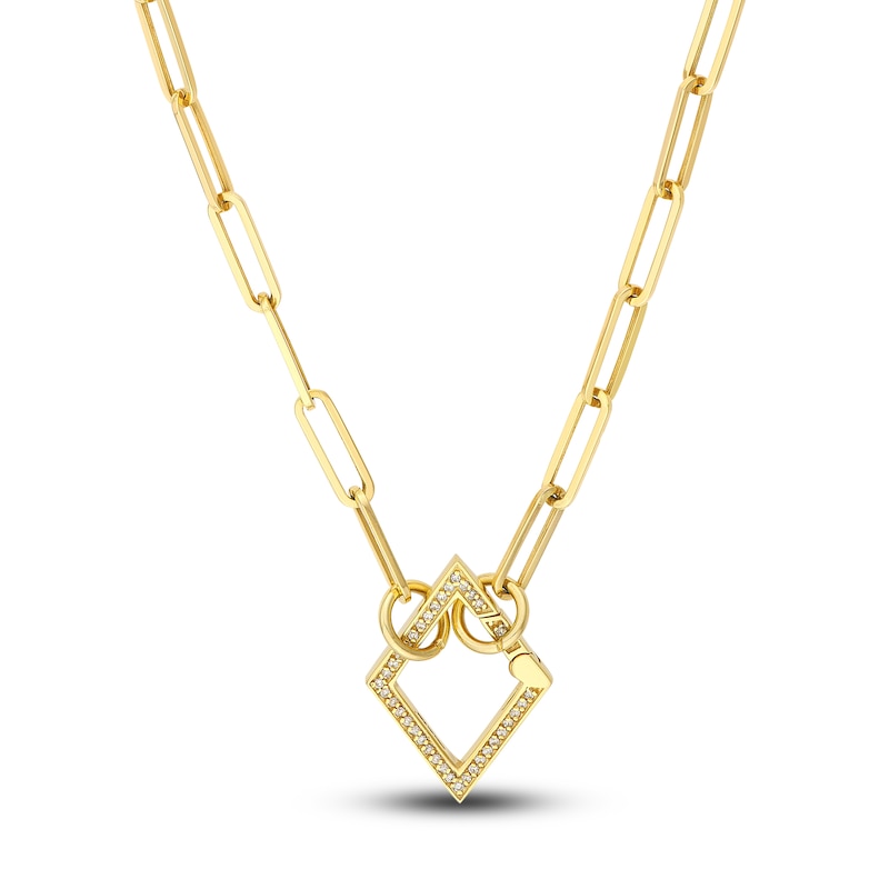 Main Image 3 of Diamond Rhombus Push Lock Charm 1/5 ct tw Round 14K Yellow Gold