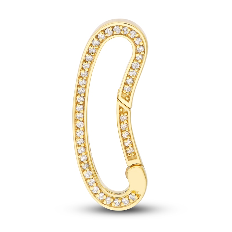 Diamond Bean Push Lock Charm 1/5 ct tw Round 14K Yellow Gold