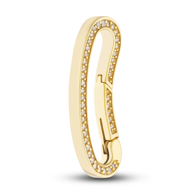 Main Image 2 of Diamond Bean Push Lock Charm 1/5 ct tw Round 14K Yellow Gold