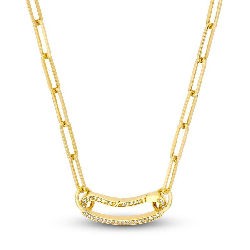 Main Image 3 of Diamond Bean Push Lock Charm 1/5 ct tw Round 14K Yellow Gold