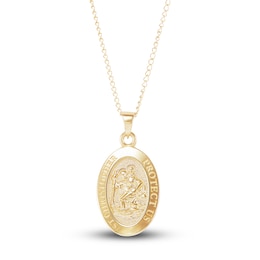 Children's Saint Christopher Pendant Necklace 14K Yellow Gold 13&quot;