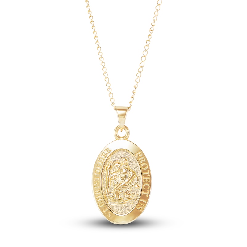 Main Image 1 of Children's Saint Christopher Pendant Necklace 14K Yellow Gold 13"