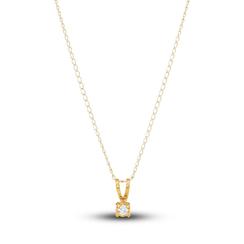 Main Image 1 of Children's Diamond Solitaire Necklace 14K Yellow Gold 13" (I/I3)