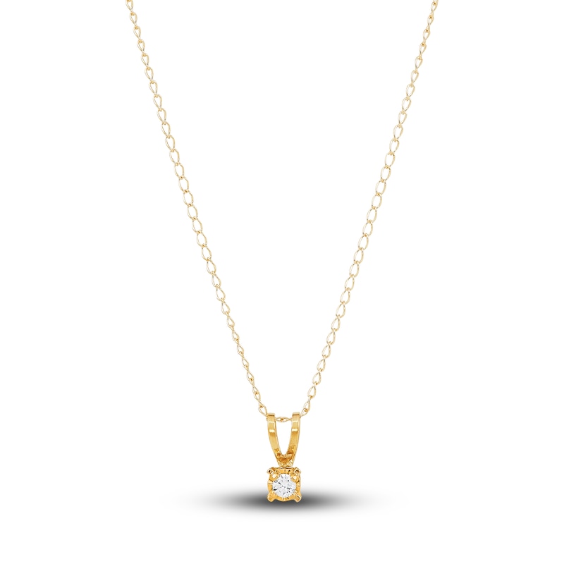 Children's Diamond Solitaire Necklace 14K Yellow Gold 13" (I/I3)