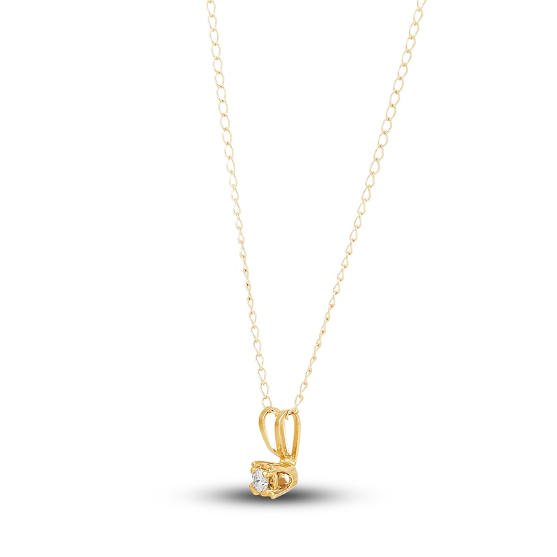 Children's Diamond Solitaire Necklace 14K Yellow Gold 13" (I/I3)