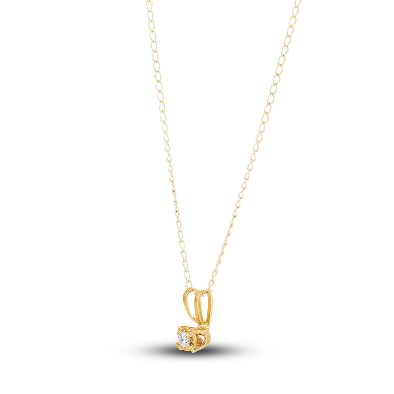 Main Image 2 of Children's Diamond Solitaire Necklace 14K Yellow Gold 13" (I/I3)