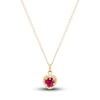 Thumbnail Image 1 of Children's Lab-Created Ruby Heart Pendant Necklace 14K Yellow Gold 13"