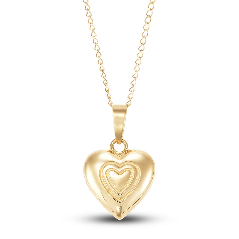 Main Image 1 of Children's Locket Heart Pendant Necklace 14K Yellow Gold 13"