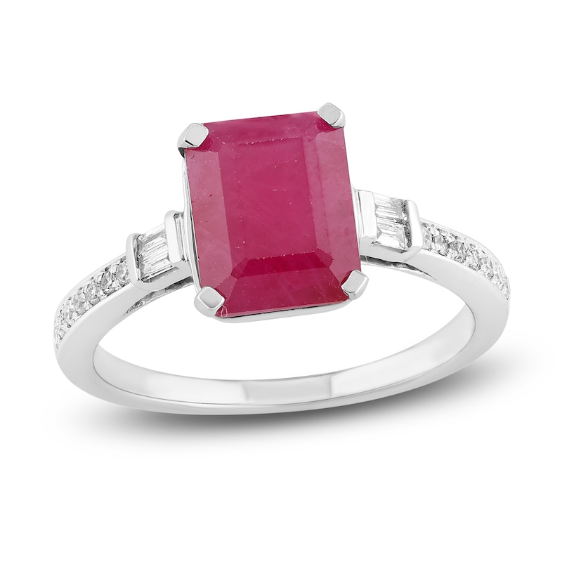 Main Image 1 of Natural Ruby Engagement Ring 1/6 ct tw 14K White Gold