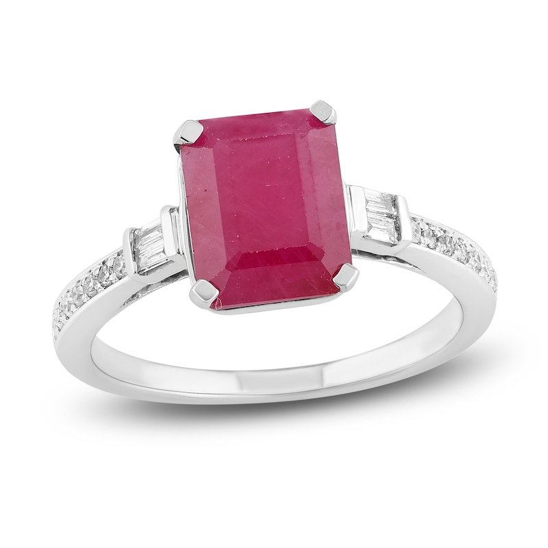 Natural Ruby Engagement Ring 1/6 ct tw 14K White Gold