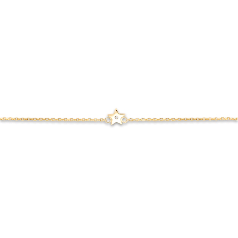 Main Image 3 of Children's Star Station Bracelet Diamond Accents 14K Yellow Gold 6" Adj.