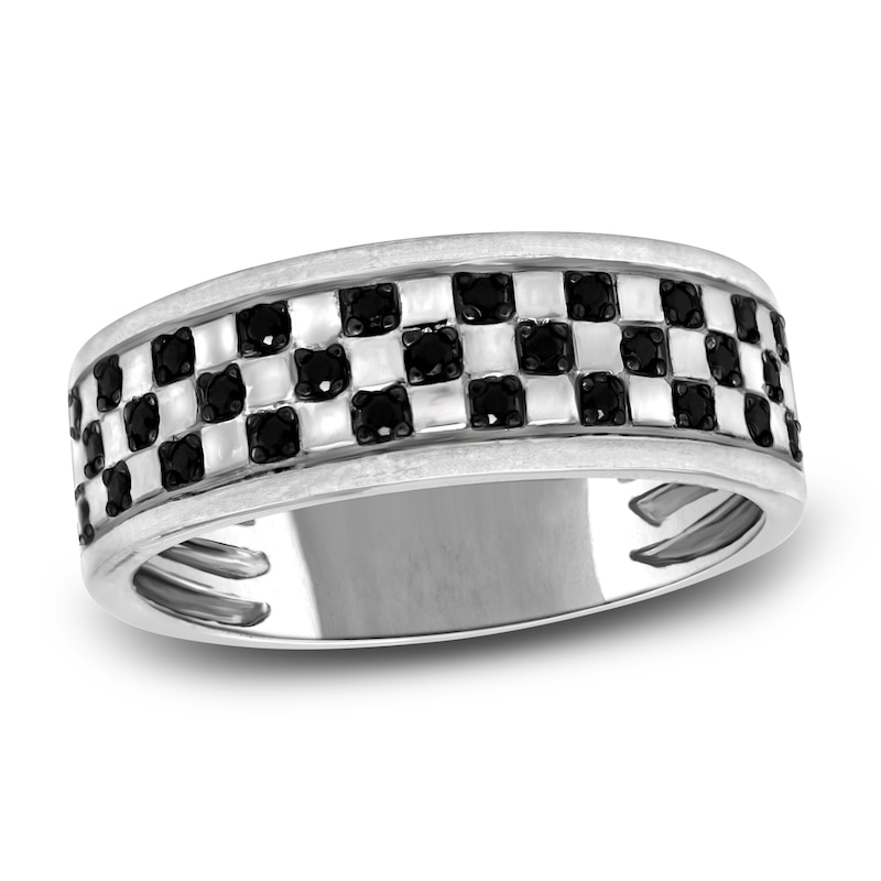 Main Image 1 of Men's Black Diamond Anniversary Ring 1/4 ct tw Round 14K White Gold