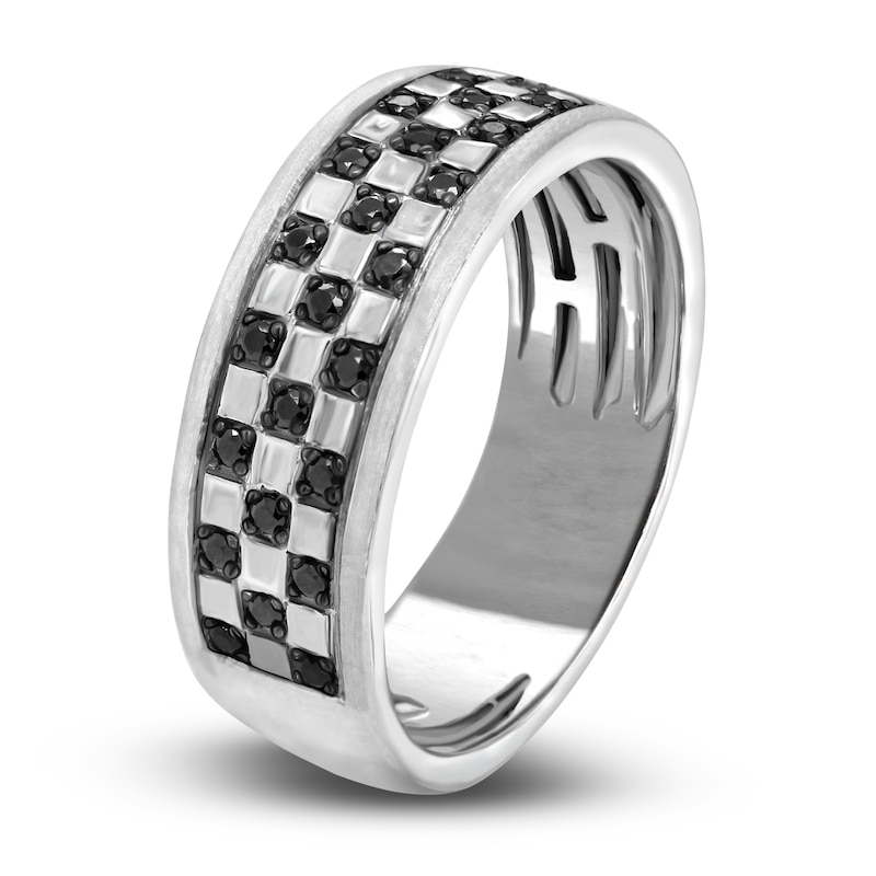Main Image 2 of Men's Black Diamond Anniversary Ring 1/4 ct tw Round 14K White Gold