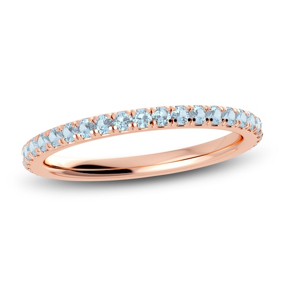 Juliette Maison Natural Aquamarine Eternity Ring 10K Rose Gold