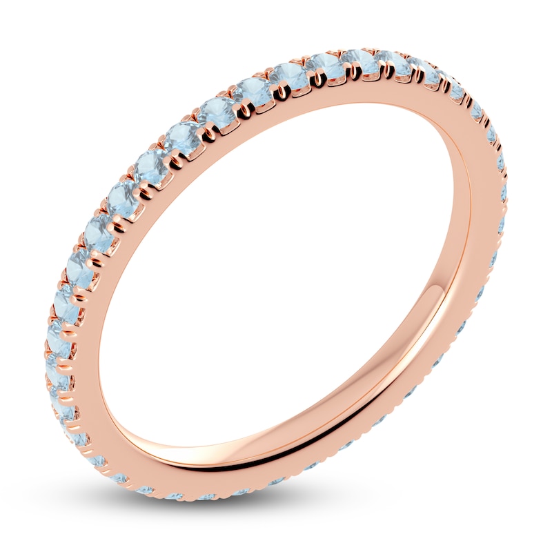 Main Image 2 of Juliette Maison Natural Aquamarine Eternity Ring 10K Rose Gold