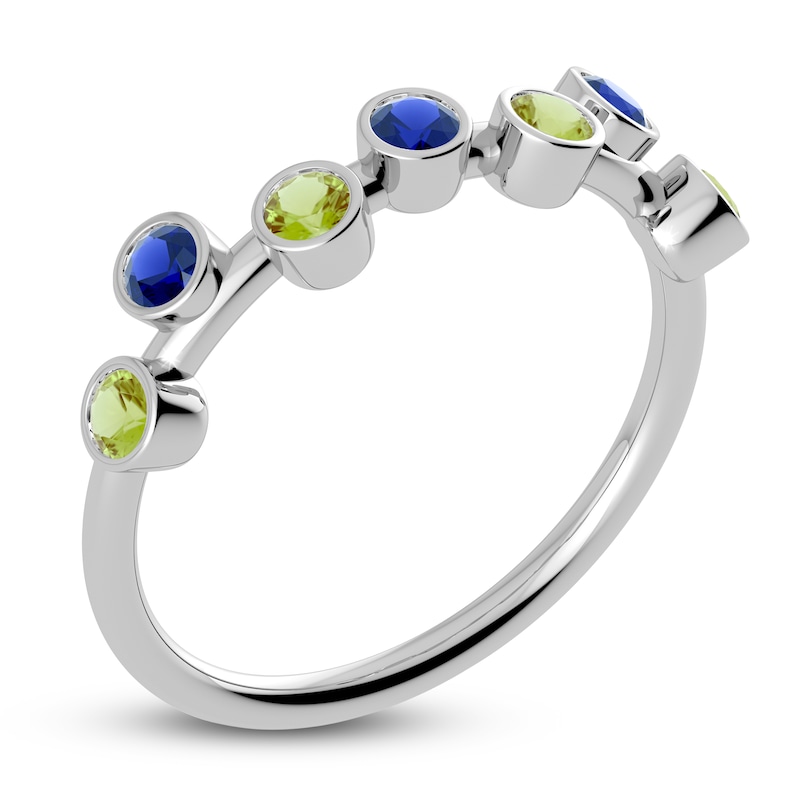 Main Image 2 of Juliette Maison Natural Peridot & Natural Blue Sapphire Ring 10K White Gold
