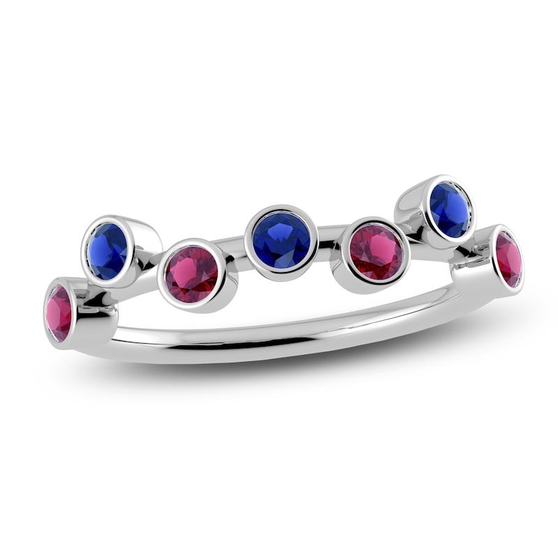 Main Image 1 of Juliette Maison Natural Rhodolite Garnet & Natural Blue Sapphire Ring 10K White Gold