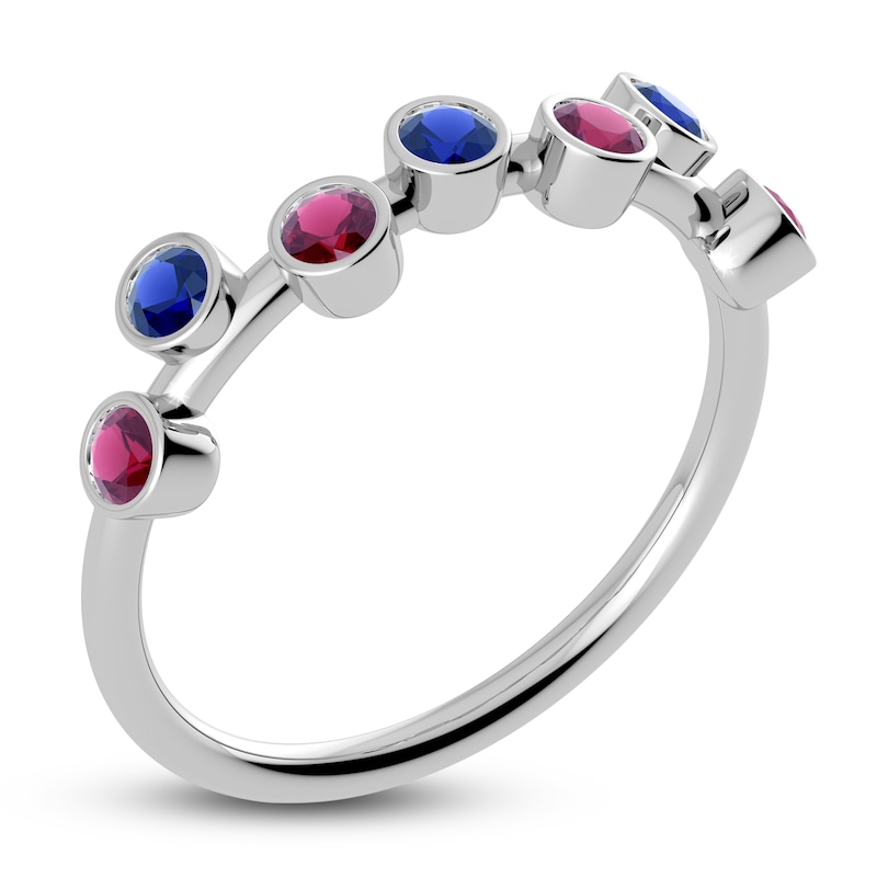Main Image 2 of Juliette Maison Natural Rhodolite Garnet & Natural Blue Sapphire Ring 10K White Gold