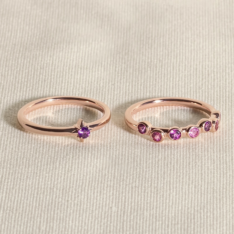 Main Image 4 of Juliette Maison Natural Rhodolite Garnet & Natural Blue Sapphire Ring 10K White Gold