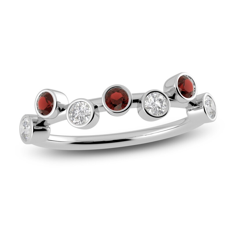 Main Image 1 of Juliette Maison Natural Garnet & Natural White Sapphire Ring 10K White Gold