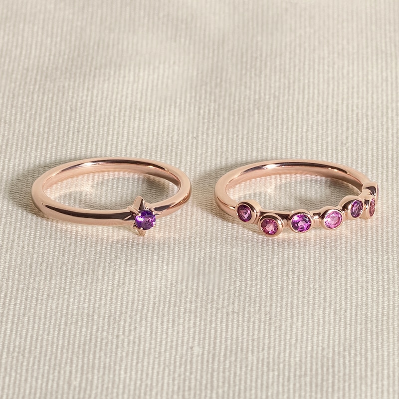 Main Image 4 of Juliette Maison Natural Garnet & Natural White Sapphire Ring 10K White Gold