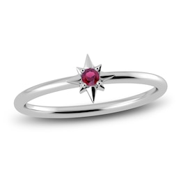 Juliette Maison Natural Rhodolite Garnet Starburst Ring 10K White Gold
