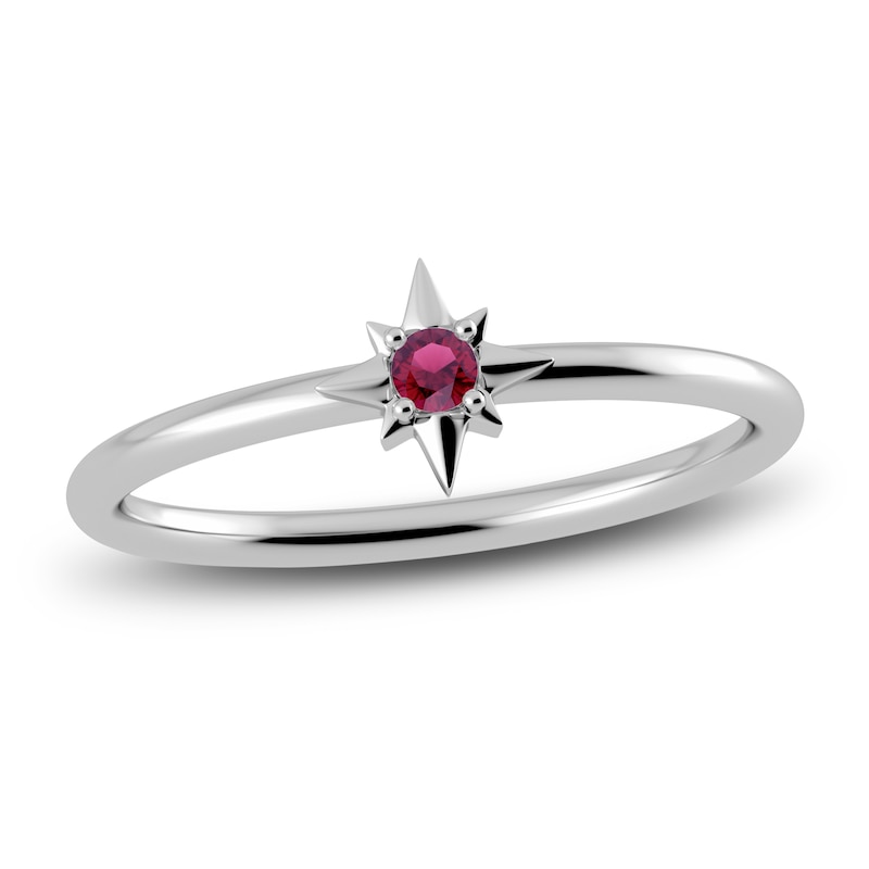 Main Image 1 of Juliette Maison Natural Rhodolite Garnet Starburst Ring 10K White Gold