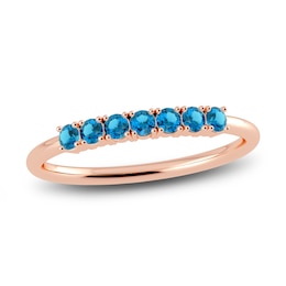 Juliette Maison Natural Blue Zircon Half Eternity Ring 10K Rose Gold
