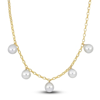 Freshwater Cultured Pearl Bead Necklace 14K Yellow Gold 18