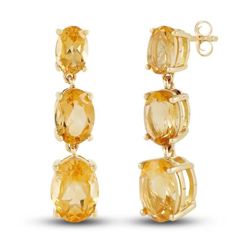  10k Yellow Gold Pear Citrine And Diamond Leverback Earrings:  Clothing, Shoes & Jewelry