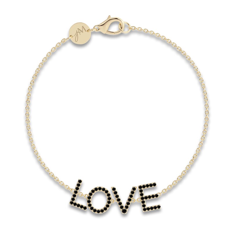 Main Image 1 of Juliette Maison Black Diamond Station Name Bracelet 1-1/8 ct tw Round 10K Yellow Gold