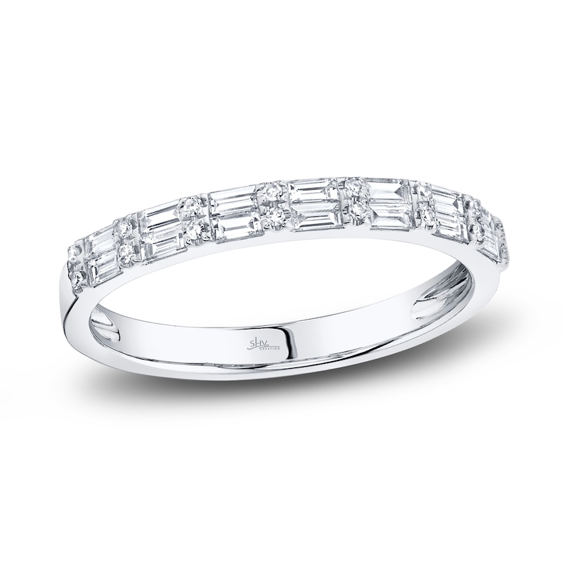 Main Image 1 of Shy Creation Diamond Ring 1/4 ct tw Round/Baguette 14K White Gold SC55006221