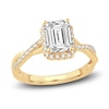 Thumbnail Image 1 of Lab-Created Diamond Engagement Ring 2-1/3 ct tw Emerald/Round 14K Yellow Gold
