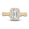 Thumbnail Image 3 of Lab-Created Diamond Engagement Ring 2-1/3 ct tw Emerald/Round 14K Yellow Gold