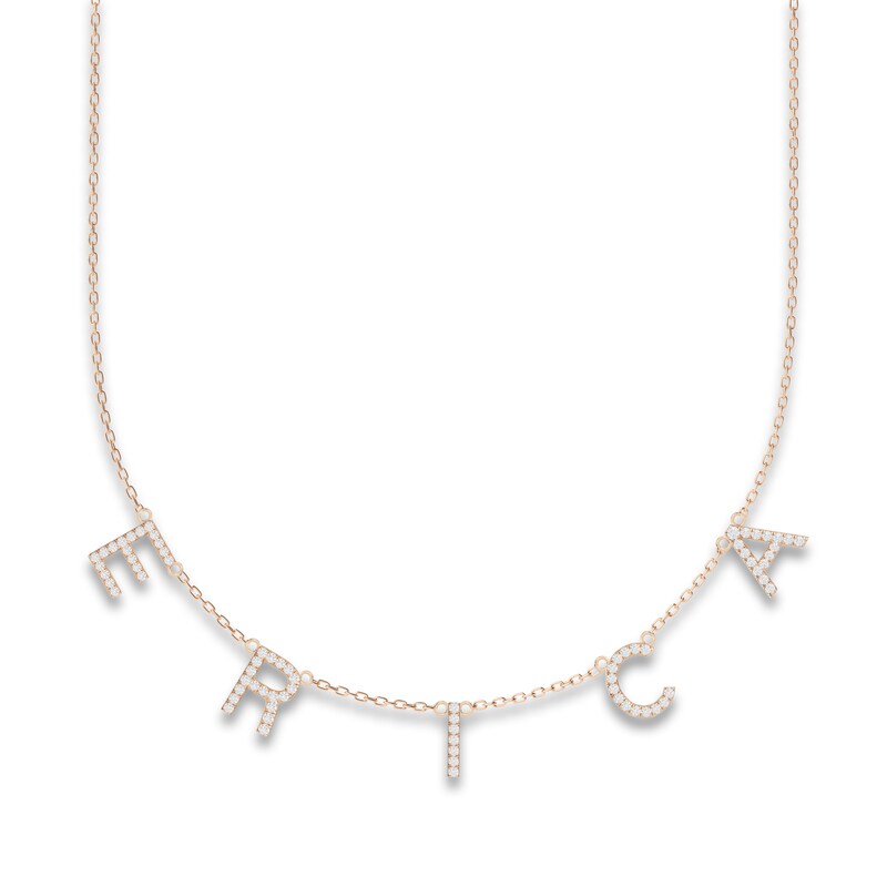Main Image 3 of Juliette Maison Diamond Station Name Necklace 3/4 ct tw Round 10K Rose Gold