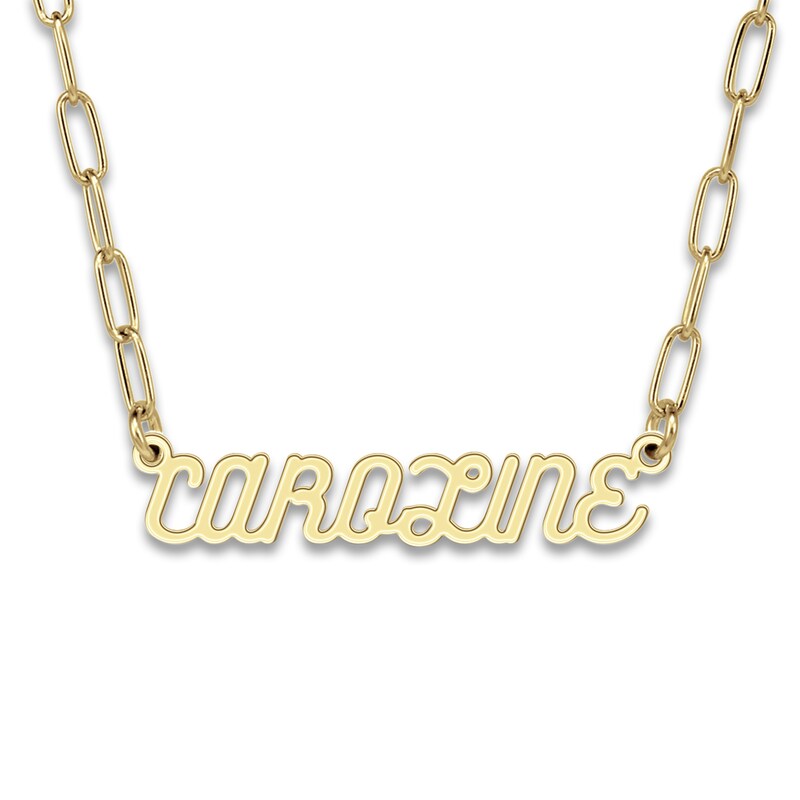 Main Image 1 of High-Polish Name Link Necklace 14K Yellow Gold 18"