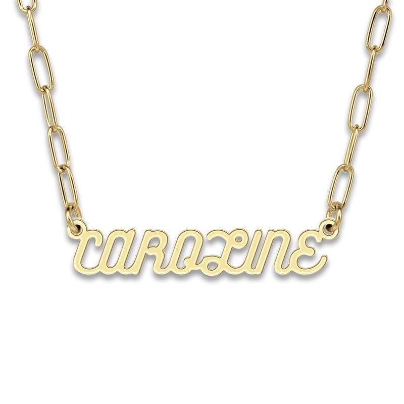 High-Polish Name Link Necklace 14K Yellow Gold 18"