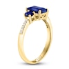 Thumbnail Image 2 of LALI Jewels Natural Blue Sapphire 3-Stone Engagement Ring 1/20 ct tw Diamonds 14K Yellow Gold