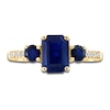Thumbnail Image 3 of LALI Jewels Natural Blue Sapphire 3-Stone Engagement Ring 1/20 ct tw Diamonds 14K Yellow Gold