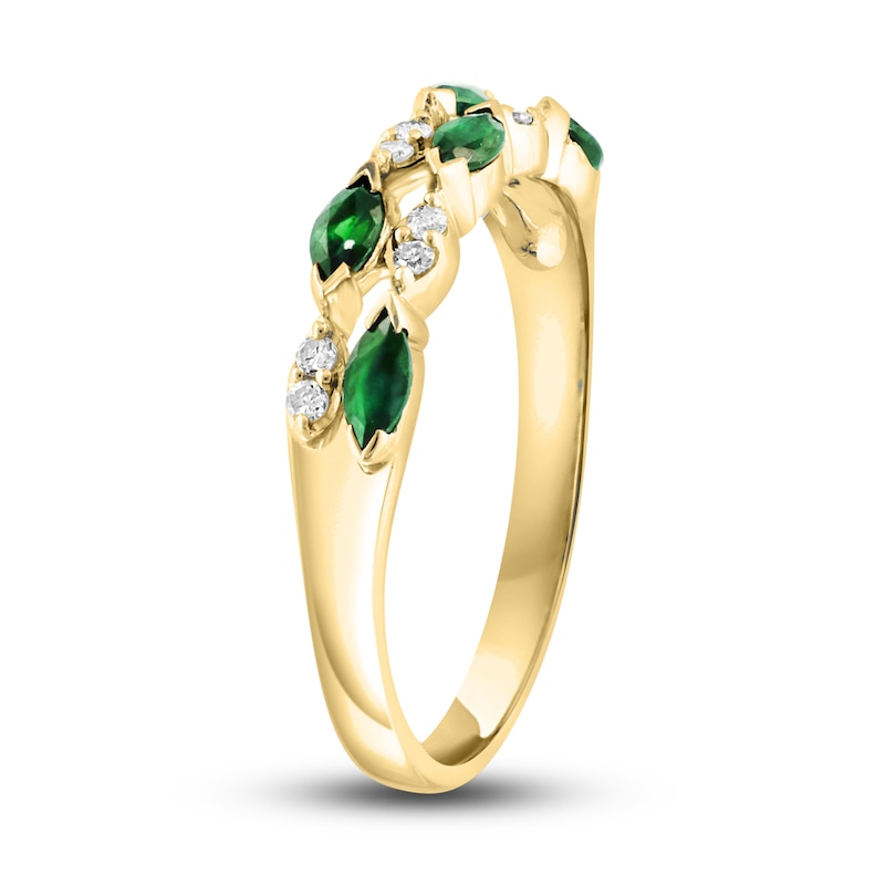 Main Image 2 of LALI Jewels Natural Emerald Anniversary Band 1/15 ct Diamonds 14K Yellow Gold