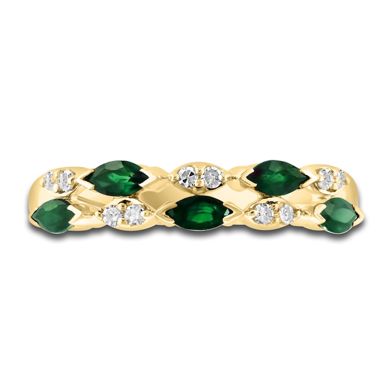 Main Image 3 of LALI Jewels Natural Emerald Anniversary Band 1/15 ct Diamonds 14K Yellow Gold