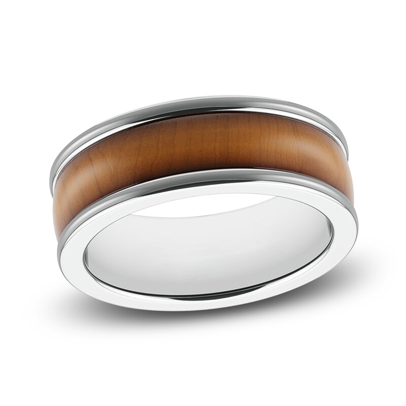 Main Image 2 of Men's Wood Wedding Band White Tungsten