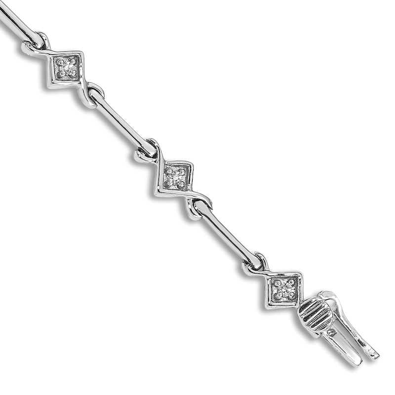 Main Image 2 of Diamond Bracelet 1/8 ct tw Round 14K White Gold 7.5"