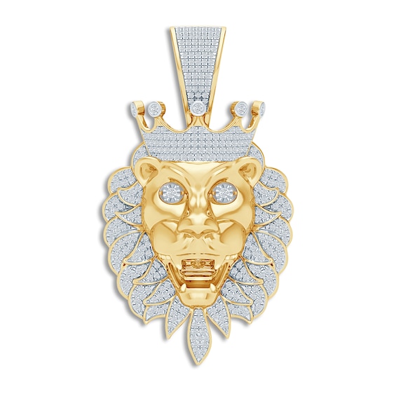 Diamond Lion Charm 1 ct tw Round 14K Yellow Gold