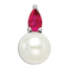 Cultured Freshwater Pearl & Natural Ruby Necklace Charm 14K White Gold