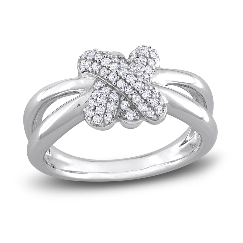 Main Image 1 of Y-Knot Diamond Ring 1/4 ct tw Round 14K White Gold